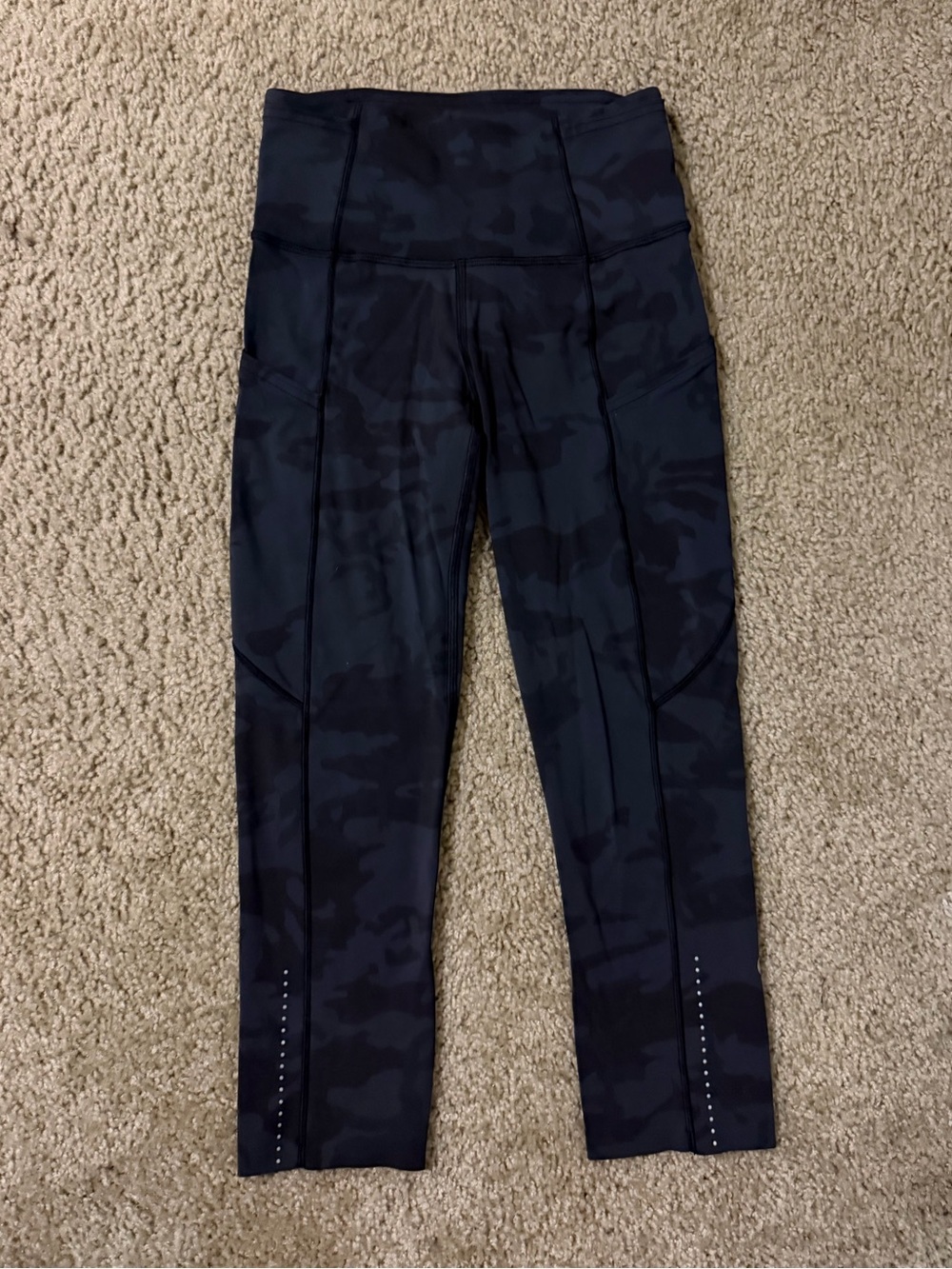 lululemon athletica fast and free Black Camo High-Rise Leggings crop